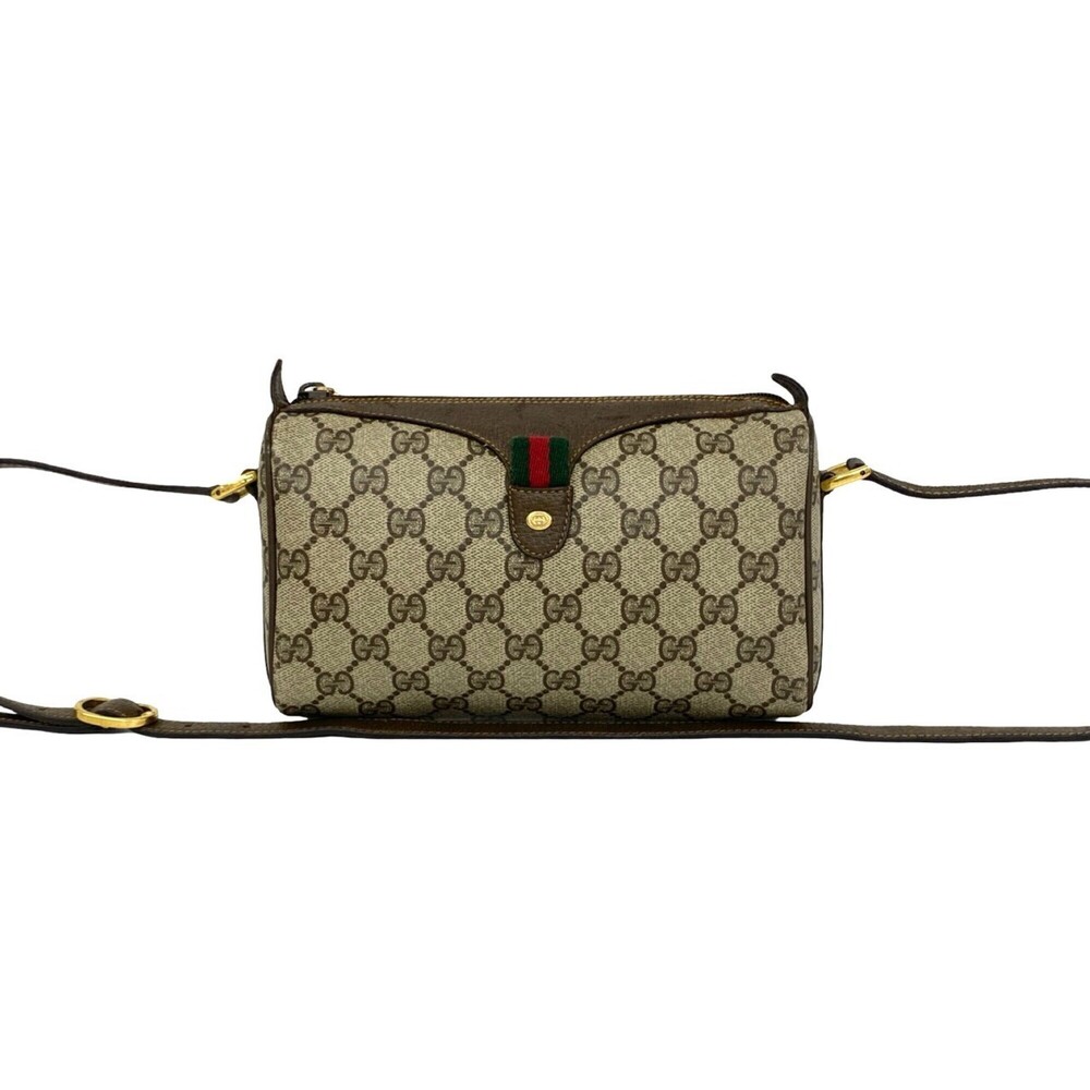 GUCCI Old Gucci Sherry Line GG Logo Pattern Leather Mini Shoulder Bag Pouch B...